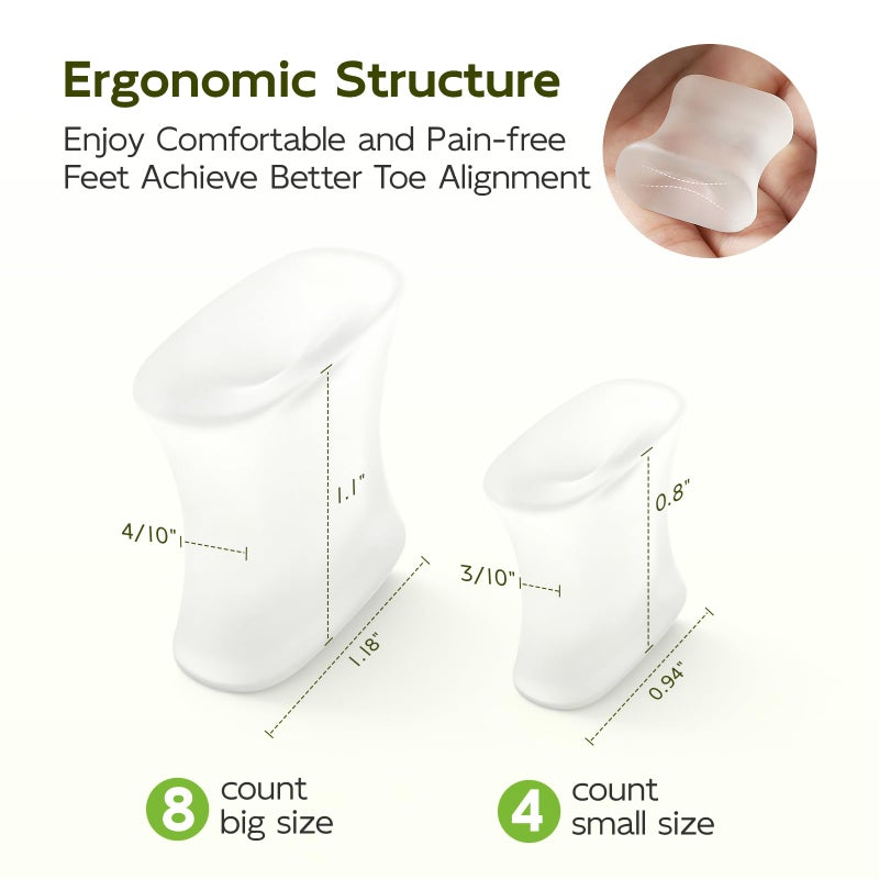 Bukihome Gel Toe Separators, Toe Spacers for Bunion, Corns & Overlapping Toes, Bunion Corrector for Men and Women, Bunion Pain Relief, Multi-Size - 12 Pack - Image 3